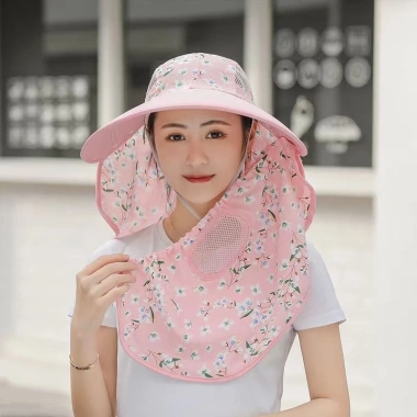 Mũ chống nắng vành rộng gấp lại kèm khẩu trang nữ - Hàng loại 1, giảm giá 35k 7