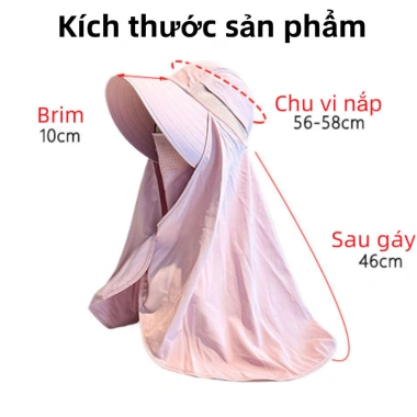 Mũ Chống Nắng Vành Rộng Khăn Choàng UV Bảo Vệ Mặt Cổ, Gấp Gọn, Thoáng Mát - Giá 66.150đ
