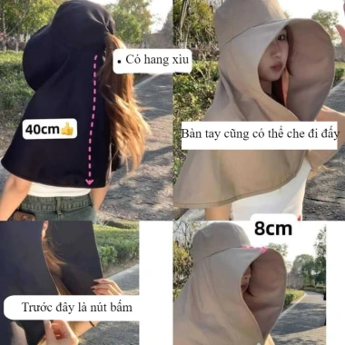 Mũ Chống Nắng Vành Rộng Khăn Choàng UV Bảo Vệ Mặt Cổ, Gấp Gọn, Thoáng Mát - Giá 66.150đ