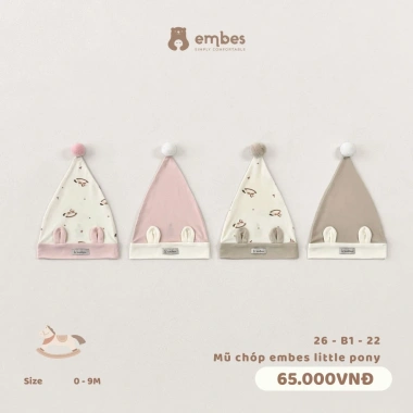 Mũ Chóp Tai Chuột Cute Cotton Mềm Mại cho Bé Sơ Sinh 0-9 Tháng - Embes