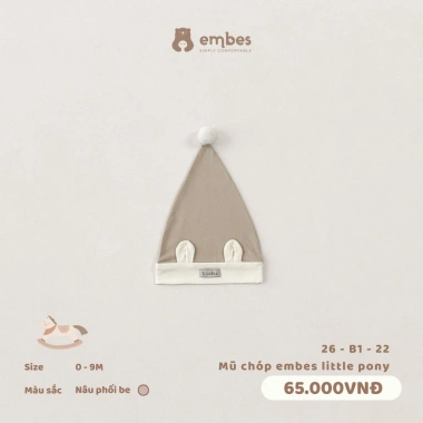 Mũ Chóp Tai Chuột Cute Cotton Mềm Mại cho Bé Sơ Sinh 0-9 Tháng - Embes 11