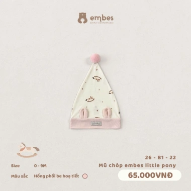 Mũ Chóp Tai Chuột Cute Cotton Mềm Mại cho Bé Sơ Sinh 0-9 Tháng - Embes 12