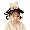 Mũ cổ đại, vòng tóc Hanfu ngọc trai kim cương giả - Hoa retro, vải cổ, băng đô lễ hội 5