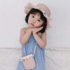 Mũ cói bé 3-6 tuổi kèm túi rộng vành chống nắng tua rua chấm bi xinh xắn 3