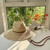 Mũ cói cao cấp đóng hộp không mất form mix dây da, vành rộng 12cm xinh xắn - 159k 3
