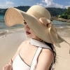 Mũ cói nón cói vành rộng 45cm bo viền phối nơ vải bố siêu xinh giá 55.000 VND 3