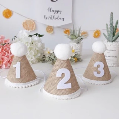 Mũ cói sinh nhật Hàn Quốc Vintage siêu dễ thương, nón vải bố cute cho bé 22.500₫ 4