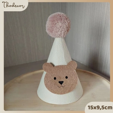 Mũ dạ mặt gấu màu kem dễ thương – Nón sinh nhật Hàn Quốc THODECOR chỉ 40.000₫ 6 Mũ dạ mặt gấu màu kem dễ thương – Nón sinh nhật Hàn Quốc THODECOR chỉ 40.000₫ 6