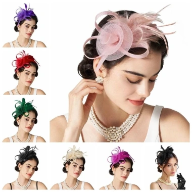 Mũ Đầu Lông Vũ Lưới Retro Sang Trọng Đầm Trang Trọng Biểu Diễn Sân Khấu
