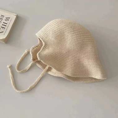 Mũ dệt kim cách điệu dây nơ MU509 - Nón vành đơn giản, dễ phối thời trang nữ, 55.000₫