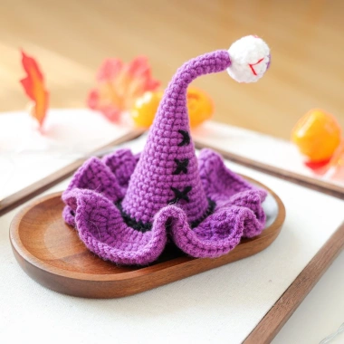 Mũ Dệt Kim Halloween cho Thú Cưng: Mũ Đen Hình Bí Ngô Phù Thủy cho Chó Mèo