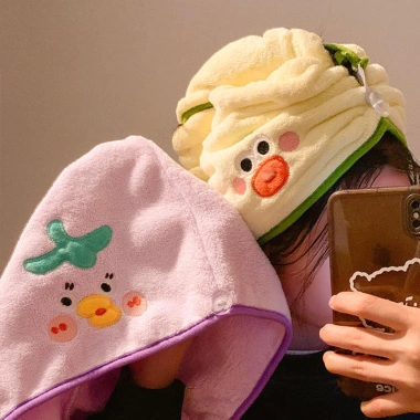 Mũ khô tóc nữ thấm nước nhanh khô, không rụng lông, khăn tóc dài san hô - Giá chỉ 35.000₫