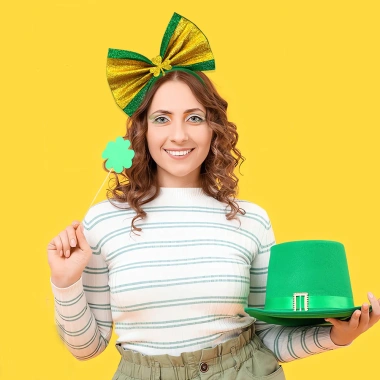 Mũ lễ Thánh Patrick - Đầu cỏ ba lá, dây nhiều màu, phù hợp Carnaval, giảm giá 22% 2