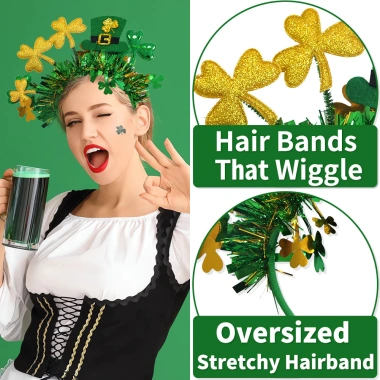 Mũ lễ Thánh Patrick - Đầu cỏ ba lá, dây nhiều màu, phù hợp Carnaval, giảm giá 22% 4