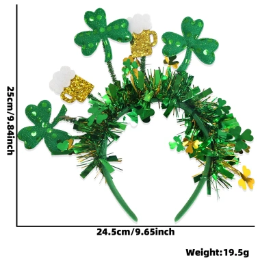 Mũ lễ Thánh Patrick - Đầu cỏ ba lá, dây nhiều màu, phù hợp Carnaval, giảm giá 22% 10