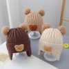 Mũ Len 3D Gấu cho Bé 0-3 tuổi, 2 quả bông mềm, nam nữ, tuyển sỉ giá ưu đãi 2