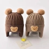Mũ Len 3D Gấu cho Bé 0-3 tuổi, 2 quả bông mềm, nam nữ, tuyển sỉ giá ưu đãi 4