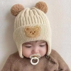 Mũ Len 3D Gấu cho Bé 0-3 tuổi, 2 quả bông mềm, nam nữ, tuyển sỉ giá ưu đãi 8