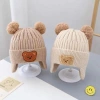 Mũ Len 3D Gấu cho Bé 0-3 tuổi, 2 quả bông mềm, nam nữ, tuyển sỉ giá ưu đãi 9