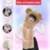 Mũ len 3in1 tai gấu M cho bé 5-10 tuổi – Len lông mềm, ấm áp mùa đông, giá ưu đãi 104k