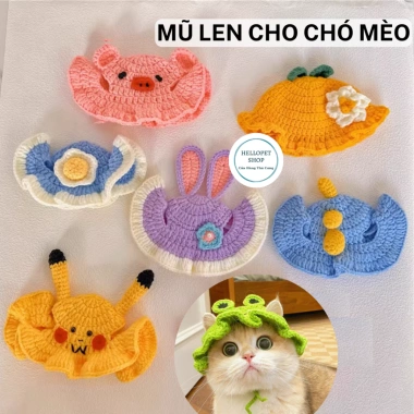Mũ len cho chó mèo đa màu dễ thương - Nón len thú cưng HELLOPET, giảm còn 39.000₫