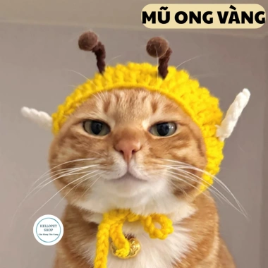 Mũ len cho chó mèo hình ong vàng - Thú cưng cosplay dễ thương, giảm còn 49.000đ