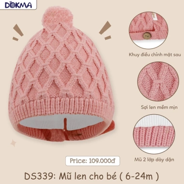 Mũ Len Lông Cừu Đáng Yêu Mùa Thu Đông cho Bé Dokma DS339/DS335 Giá 109k