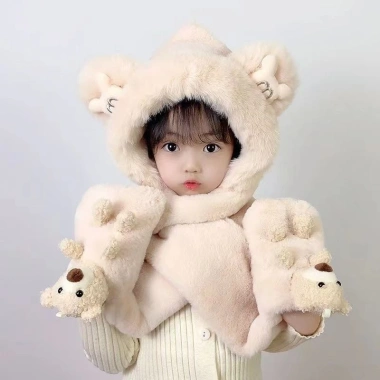 Mũ Lông Gấu + Khăn Quàng Cổ & Găng Tay Ấm Áp Cao Cấp cho Bé 4‑12 tuổi - Giá 117k 3
