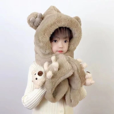 Mũ Lông Gấu + Khăn Quàng Cổ & Găng Tay Ấm Áp Cao Cấp cho Bé 4‑12 tuổi - Giá 117k 10