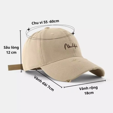 Mũ lưỡi trai thêu nơ nổi KAKI cao cấp, thoáng khí, form cứng, chống nắng unisex thời trang - 65k