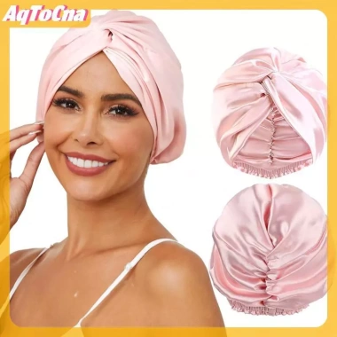 Mũ ngủ satin nữ AqToCna 2 lớp chặt chắn, chống thấm, bảo vệ tóc - 94.176₫