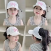 Mũ nón bé gái 2-8 tuổi, mũ lưỡi trai nửa đầu thêu nơ, siêu mềm thoáng mát, thích hợp đi biển - giảm giá 30% 3
