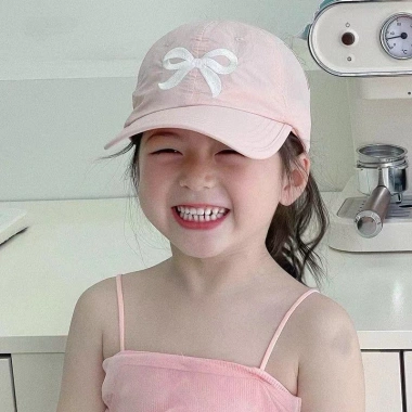 Mũ nón bé gái 2-8 tuổi, mũ lưỡi trai nửa đầu thêu nơ, siêu mềm thoáng mát, thích hợp đi biển - giảm giá 30% 4
