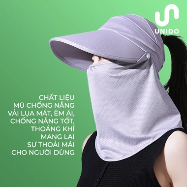 Mũ nón chống nắng 2 trong 1 Vành rộng cao cấp UNIDO K05, chống UV hiệu quả, giá 89.000₫