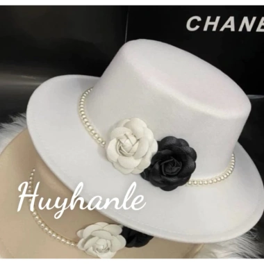 Mũ nón nỉ dạ đầu ngọc 2 hoa da thiết kế trẻ cá tính giảm giá 99k 8