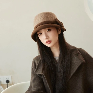 Mũ Nữ Len Mùa Đông Ấm Áp Dày Lụi Vực Hàn Quốc Influencer Thanh Lịch Nơ 3