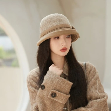 Mũ Nữ Len Mùa Đông Ấm Áp Dày Lụi Vực Hàn Quốc Influencer Thanh Lịch Nơ 6