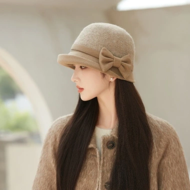 Mũ Nữ Len Mùa Đông Ấm Áp Dày Lụi Vực Hàn Quốc Influencer Thanh Lịch Nơ 7