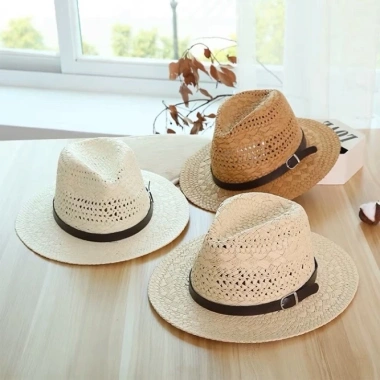 Mũ phớt Panama vành to đai da phong cách Korea, thích hợp mọi lứa tuổi, đi biển, đi chơi - Freeship, giá chỉ 95.000đ