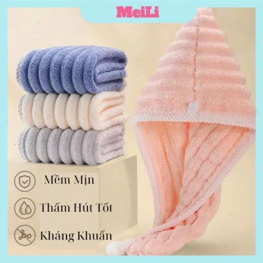 Mũ Quấn Tóc Lông Dệt Sóng Siêu Thấm Hút - Khăn Bông Ủ Khô, Giá Sỉ 15.679₫
