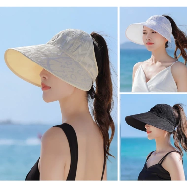Mũ rộng vành thời trang mùa hè nữ, chống nắng, tia UV, vải thoáng khí, nón tai bèo - 73.000₫