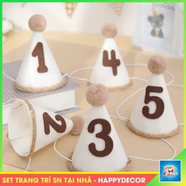 Mũ sinh nhật bé phong cách Hàn Quốc Handmade cute, phụ kiện trang trí sinh nhật