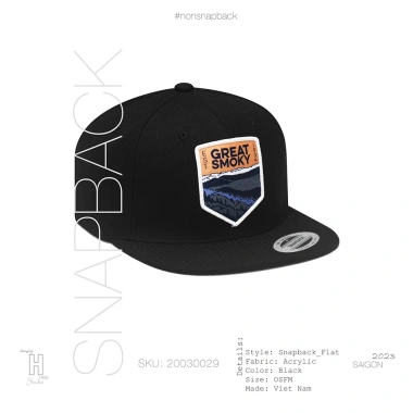 Mũ Snapback Nam Đen Cao Cấp, Tiêu Chuẩn Xuất Khẩu, Khóa Gài Bấm, Free Size 200k