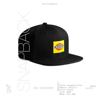 Mũ Snapback Nam Đen Cao Cấp, Tiêu Chuẩn Xuất Khẩu, Khóa Gài Bấm, Free Size 200k