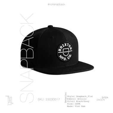 Mũ Snapback Nam Đen Cao Cấp, Tiêu Chuẩn Xuất Khẩu, Khóa Gài Bấm, Free Size 200k