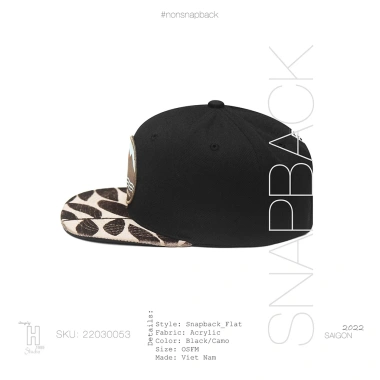 Mũ snapback nam đen vải hoa văn cao cấp chuẩn xuất khẩu khóa gài bấm free size 200k 2