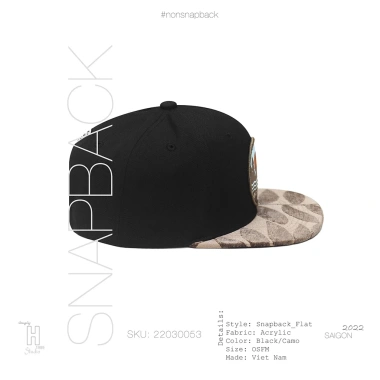 Mũ snapback nam đen vải hoa văn cao cấp chuẩn xuất khẩu khóa gài bấm free size 200k 4