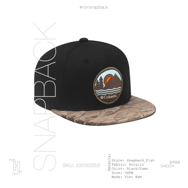 Mũ snapback nam đen vải hoa văn cao cấp chuẩn xuất khẩu khóa gài bấm free size 200k 5