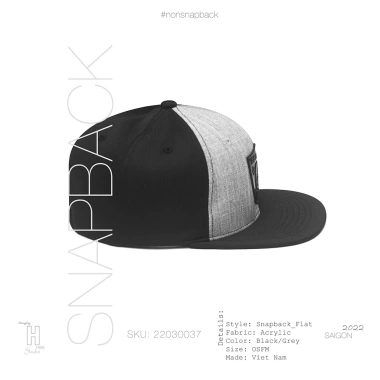 Mũ snapback nam đen xám logo da, free size, khóa gài bấm - Giá 200.000₫