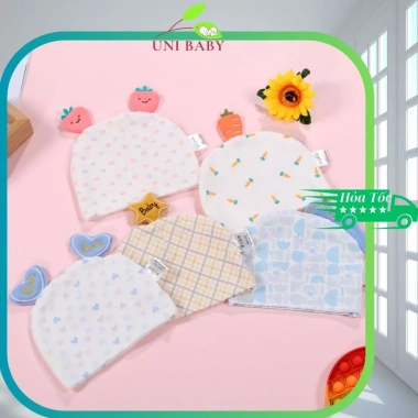 Mũ sơ sinh cotton mềm mại Uni Baby - Hình hoa quả dễ thương, phù hợp 0‑3 tháng, giảm giá 55.000đ